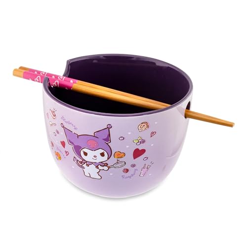 Silver Buffalo Sanrio Kuromi 20-Ounce Ramen Bowl With Chopsticks and Spoon