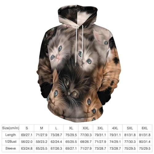 Sweat a capuche homme chaton mignon pull 3D anti froissement - 3