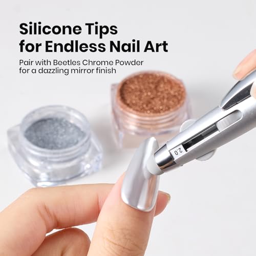 Image of Beetles Nail Dotting Pen 4-in-1 Manicure Art Tools in Ballpoint Design with Size Marking and Pressing Head Double-end Nail Dotting Tool, Pefect for Dottings Painting Gems Chrome Powder DIY and Salon