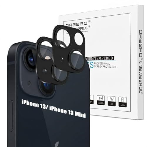 Orzero (2 Pack) Camera Lens Protector for iPhone 13/ iPhone 13 Mini Protector de Cmera Premium Metal and Glass Precise Camera Cutouts High Definition Anti-Scratch - Black