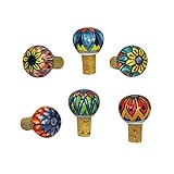 Maße ca: Höhe 9cm Ø4cm Gall&Zick Flaschenkorken Weinkorken Flaschenverschluss Keramik mit Naturkorken Blumen Set/4 (GZ-1981)