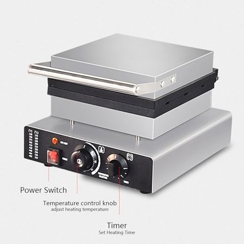 Macchina elettrica per Coni Gelato - Temperatura e Timer Regolabili, Macchina per Coni Waffle in Acciaio Inossidabile per panetterie e Snack Bar,