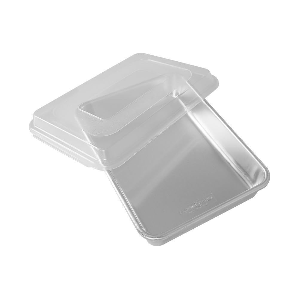 Nordic Ware Natural Aluminum Commercial Cake Pan with Lid, Rectangle Pan with Lid