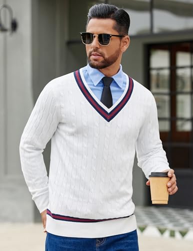 Pull homme col v manches longues tricot torsadé stretch