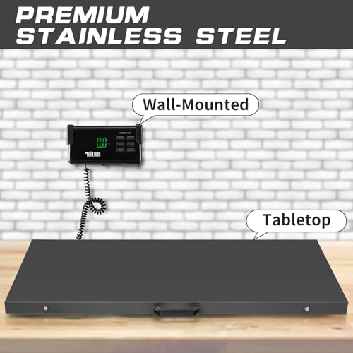 TUFFIOM 1100Lbs x 0.2Lbs Postal Digital Shipping Livestock Scale, Electronic Stainless Steel Platform Heavy Duty Vet Animal Floor Scale,Dog Puppy Pig Goat Sheep Scale, Black