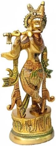 StonKraft Brass Krishna Kishan Kanha Murti Idol Statue Sculpture - 9 Inches