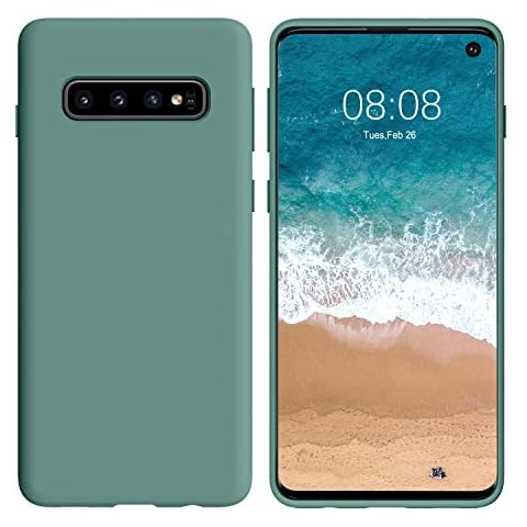 DUEDUE Liquid Silicone Case for Samsung Galaxy S10, Samsung S10 Case Shockproof, Slim Liquid Silicone Soft Gel Rubber Shockproof Protective Phone Case Cover for Samsung Galaxy S10, Green Cover