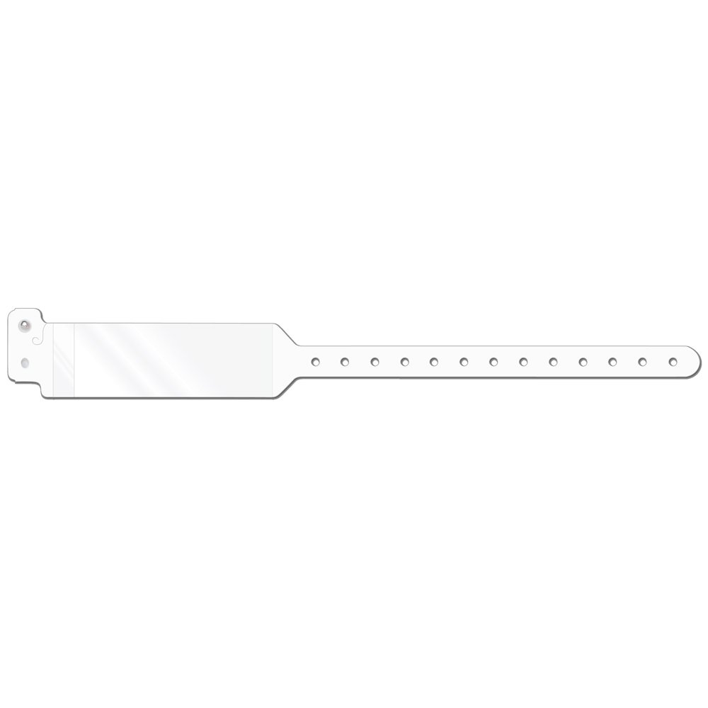 WBSHDA-9 Poly Confident Laminating Shield Style Adult-Sized Wristband, Permanent Snap Closure, Latex And Phthalate-Free, White (Box of 500)