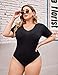 IN'VOLAND Women's Bodysuit Plus Size Short Sleeve Scoop Neck Bodysuit Basic Top T Shirt Leotards Jumpsuits