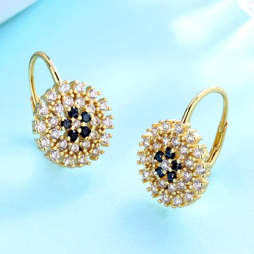 14K Gold Plated Flower Huggie Earrings Made with crystals, Hypoallergenic, Huggie Earrings2