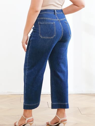 Women's Wide Leg Jeans and Straight Leg Jeans with High Waist, Denim Pants Available in Ankle and Standard Lengths （Regular）3
