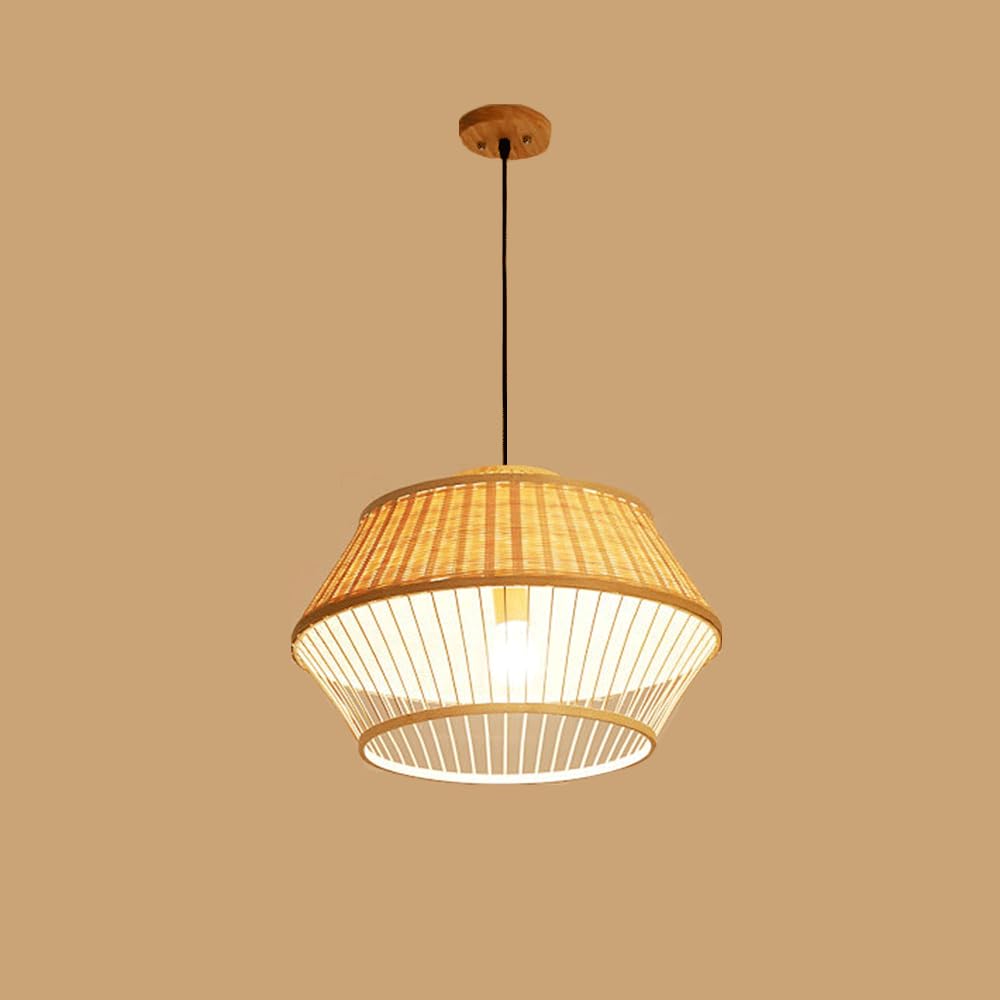 YNAHZAOK Japanese Restaurant Hanging Lamp Modern Pastoral Style Tea Room Chandelier Light Fixture Natural Bamboo Weaving Pendant Light for Bedroom Living Room Dining Room Retro Lighting Fixture