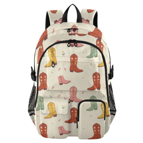 Mochila de viaje de 17.5 pulgadas con estampado de botas vaqueras
