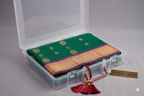 Image of Multipurpose Plastic Rectangular Storage Boxes with and Handle Matte Finish for Saree, Laptop, Books (Set of 4, Rajkumari)