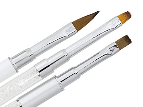 ND24 NailDesign Premium Design Gel Acryl Pinsel Set - 3er Pack mit Kristall Modellage Pinseln in Oval Form und Glitterbefüllung