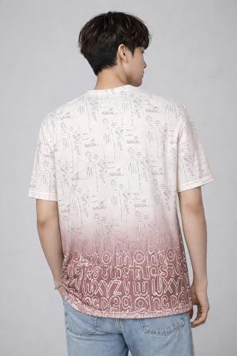 Image of London Hills Men's Cotton Printed Ombre Gradient T-Shirt | Loose Fit Casual Wear | Short Sleeve Crew Neck | Soft Breathable Fabric for Daily & Streetwear Use