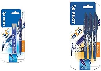 Pilot Frixion Clicker Erasable Retractable Rollerball 0.7 mm Tip Pen with Three Refills - Blue, Single Pen