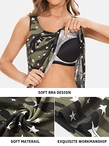 Image of Air Curvey Tank Tops for Women Build in Bra Casual Flowy Tank Pleated Loose Fit S-XXXXL