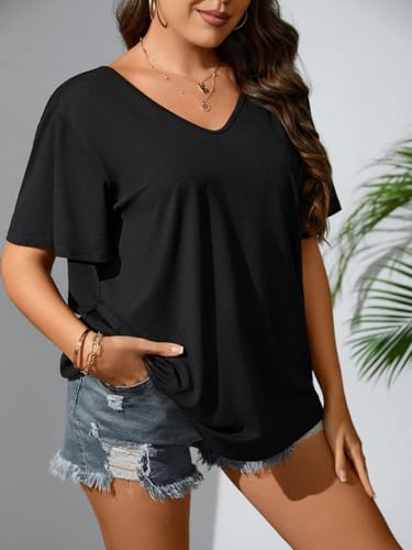 Floerns Women's Plus Size Criss Cross Twis Back Short Sleeve Backless T Shirt Tops4