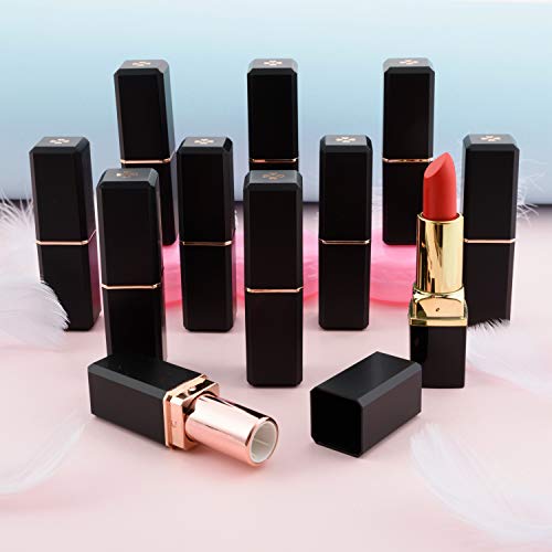 Allwon 10Pcs Black Empty Lipstick Tubes Diy Lip Balm Container (Square Tube) #TOP2