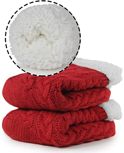 BenSorts Kids Thick Warm Slipper Socks 2 Pairs Purple Stripe Deer with 2 Pairs Black Red Christmas Slipper Socks2