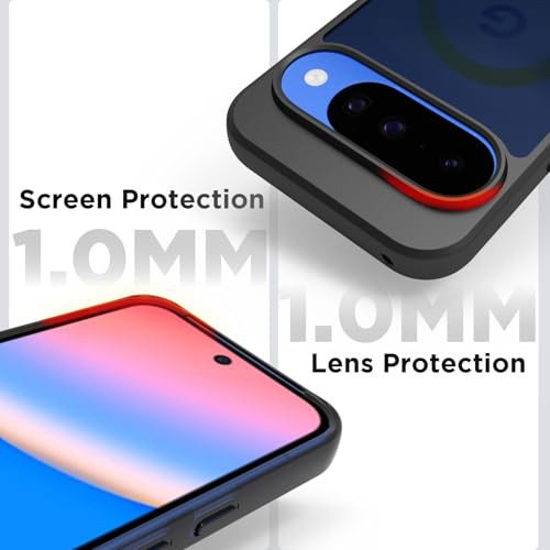 Image of RIGGEAR Shockproof Sleek Hybrid Armor Magnetic Back Cover Case Compatible with MagSafe Accessories for Google Pixel 10 / Pixel 10 Pro (Smoke Black Matte PC + Black TPU Bumper)