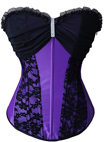 r-dessous sexy Damen Corsage Top schwarz Oberteil Shirt Bluse Korsett Satin Corset ohne Träger – Bild 4