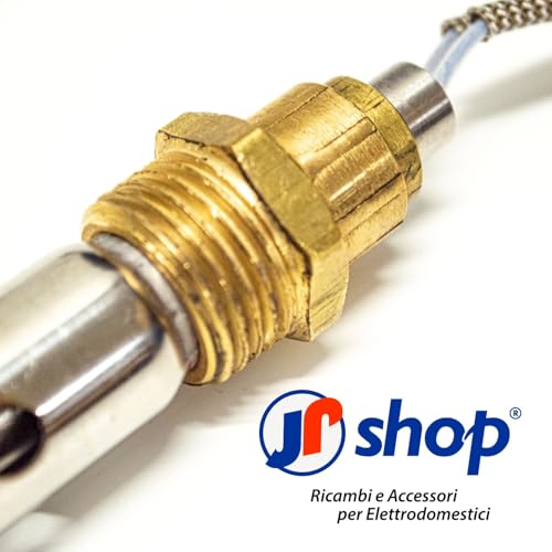 Jpshop Bujía de encendido para estufa de pellets, 350 W, 175 mm de largo, 9,9 mm, tubo exterior de 190 mm x 18 mm, conexión de 1/2" para estufas Ferroli - imagen 4