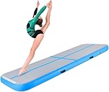 LIUXR Turnmatte, 3M Aufblasbar Gymnastik Tumbling Matte Trainingsmatte mit Luftpumpe Gymnastikmatte für zuhause, Outdoor, Yoga usw,Blue