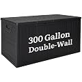 YITAHOME XXL 300 Gallon Extra Large Outdoor Deck Box, Lockable Resin Double-Wall Storage Box and Waterproof Patio Furniture Bin for Garden Tools & Pool Accessories, Black