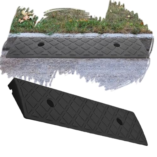 REDEXI 3cm-22cm High Threshold Ramp, Driveway Curb Ramp Anti-Slip Kerb Ramp, Doorways Wheelchair Ramps PVC Shed Ramp for Low Cars, Scooter, Bikes, Motorcycle(49x13x3cm/19x5x1in)