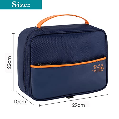 Image of House of Quirk Polyester Electronics Travel Organizer, Double Layer Cable Organizer Bag Watreproof Electronics Accessories Storage Bag For Cord, Charger, Phone, Power Bank, Hard Drive (Navy Blue)