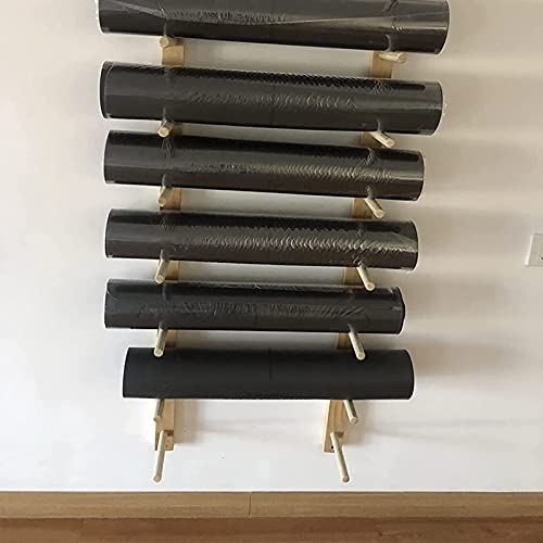 Support tapis de yoga mural bois étagère rouleau mousse gym