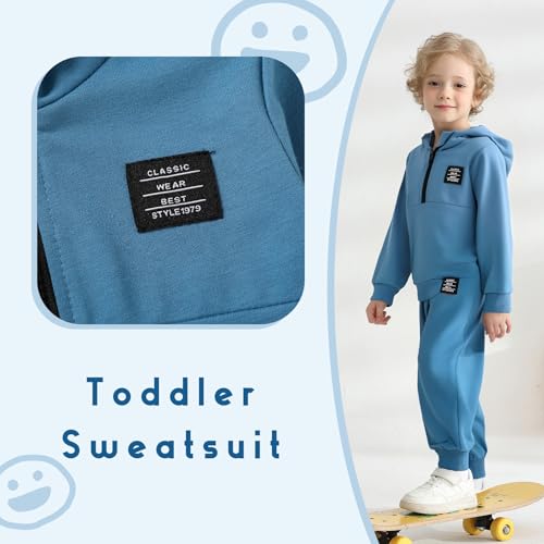 Image of YOUNGER STAR Toddler Baby Boy Girl Clothes Fall Winter Outfits Long Sleeve Hoodie Sweatshirt Sweat Pants Cotton Sweatsuits