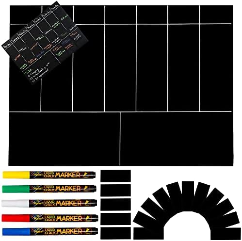 EASYPHRESH - Magnetic Weekly Meal Planner Chalkboard for Fridge or Wall to Make Meal Planning Easy, Easy to Use Blackboard for Kitchen Refrigerator, Includes 5 Liquid Chalk Markers & 28 Magnet Labels