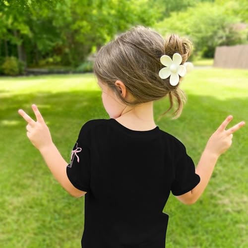 Image of Girls Cute Christian Shirts Kids Pink Bow Shirt Jesus God Faith Tshirts Aesthetic Cross Bible Verse Graphic Tee Tops