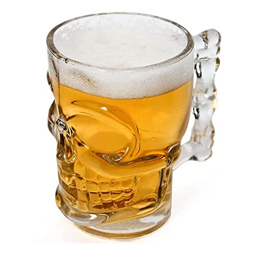 CANECA PARA CHOPP E CERVEJA DE VIDRO CAVEIRA ROCK STYLE 510ml TRANSPARENTE