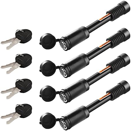 META Hardware Trailer Hitch Locks, Hitch Lock with 5/8'' Dia 3-1/2” Long Pin Fits 2" and 2-1/2" Receiver Tubes, Class III IV Hitches, Trailer, Truck, Car and Boat Receiver Lock (Keys Alike 4 Pack)