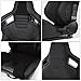 ModifyStreet Pair of All Black PVC w/Suede Snake Pattern & Rear Carbon Fiber Style leather Reclinable Racing Seats W/Silders