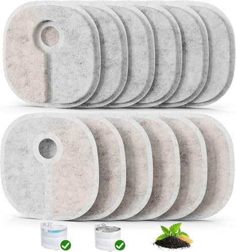 猫自動給水器交換用フィルター 12個セットペット水飲み器交換用フィルター ヤシ殻活性炭とイオン交換樹脂 水軟化 猫水フィルター E1 USB給電式-1&E1+充電式-1給水器に適用