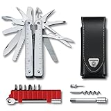 Victorinox Schweizer Taschenmesser Swiss Tool X Plus Ratchet, 40 Funktionen, Multitool inkl. Kombi-Spitzzange, Feststellklinge, Silber