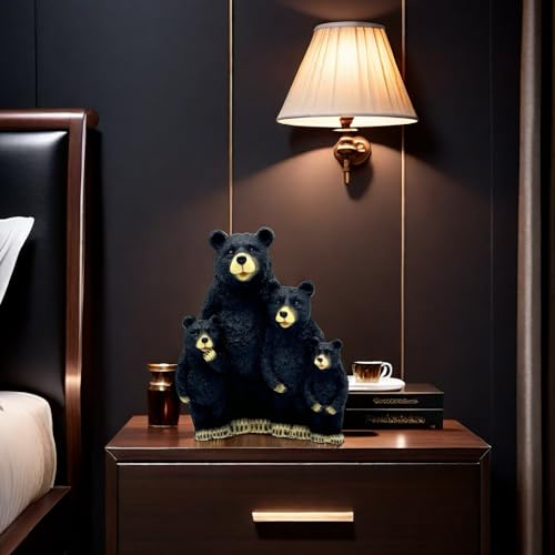 Estatua Decorativa de Familia de Osos Negros en Resina miniatura 6