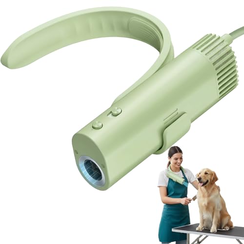Athem Hundefön Ultraleiser 40dB, Freihändig um den Hals hängend, 200 Millionen Negative Ionen, 150m/s Schnelltrocknend, Blower Hund 8 Einstellbare Einstellungen für Geschwindigkeit & Temperatur