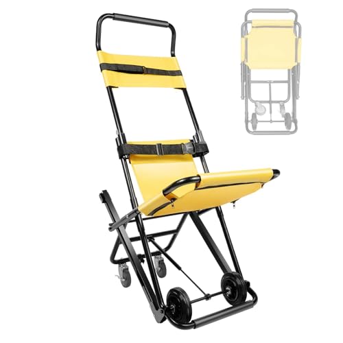 WTSFEUJL Elevador De Escaleras Móvil Manual,Silla De Ruedas Plegable De Escalera De Emergencia con 4 Ruedas,reposacabezas Ajustable,Capacidad De Carga De 350 Libras para Traslado De Ancianos