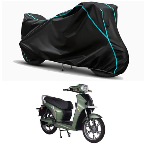 Image of Waterproof Bike Body Cover Compatible for | BGa D15 Pro | Taffeta Fabric, Sky Piping Design, Bottom Elastic Fit | Dustproof, Sun UV & Rain Protection for All Weather.