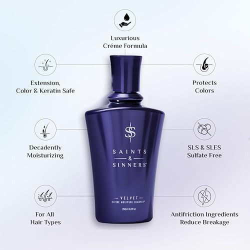 Award Winning Saints & Sinners Velvet Divine Moisture Shampoo for Dry, Damaged, Dull & Colored Treated Hair (8.5 oz)