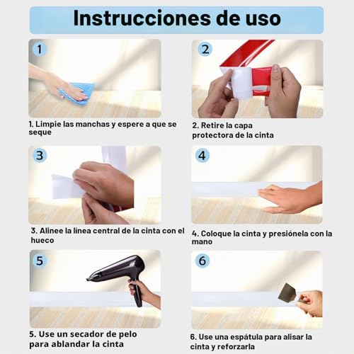 Miniatura 7 de Lihiqiya Rodapiés Flexible Autoadhesivo, 6m Rodapie Pvc Adhesivo, Zocalos Autoadhesivos, Embellecedor Encimera Cocina, Rodapié Plegable Cinta Para Cocina Baño, Zocalo De Cocina, Blanco, 19x19mm