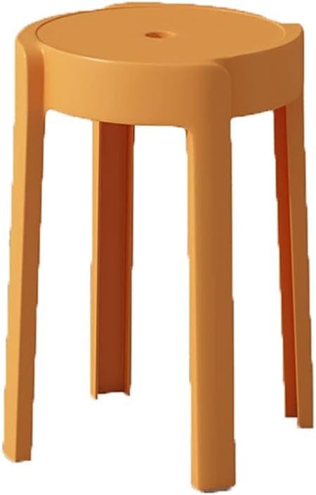 Minimalist Fashion Creative Stackable Dining Table Bench Round Stool Thick Plastic Stool Creative High Stool Chair for Dining/Home Living Roomcasual/Orange