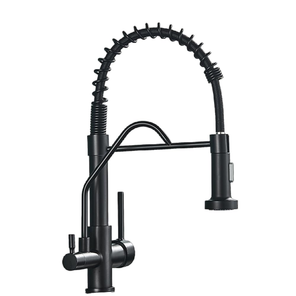 Verchromte Filtration Küchenarmatur Reinigung Spültischmischer Deckinstallation Heiß- und Kaltwasser-Gourmet-Küchenarmatur, Mattschwarz