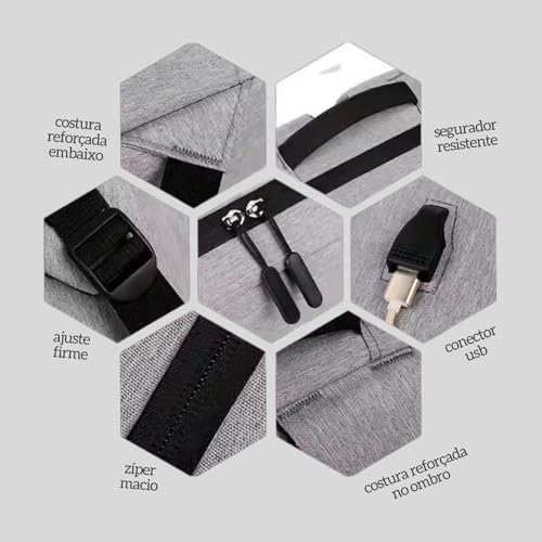 Mochila Laptop Cinza Vmstark Mochila para notebook com Carregamento USB